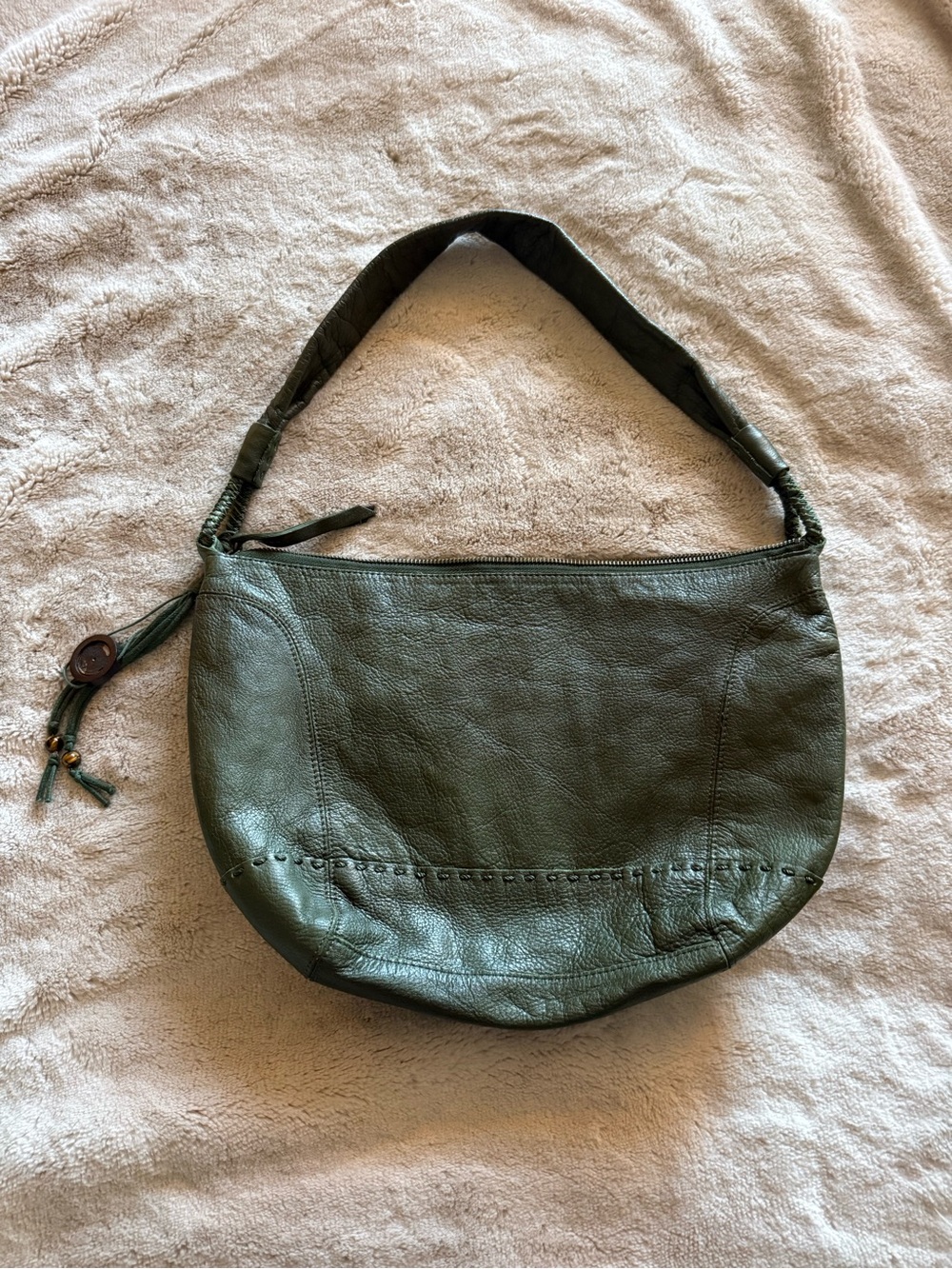 The Sak Olive Green Leather Hobo Bag crescent y2k - Picture 6 of 9